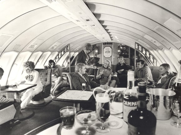 Captain Cook Lounge on the upper deck of a Qantas 747-200