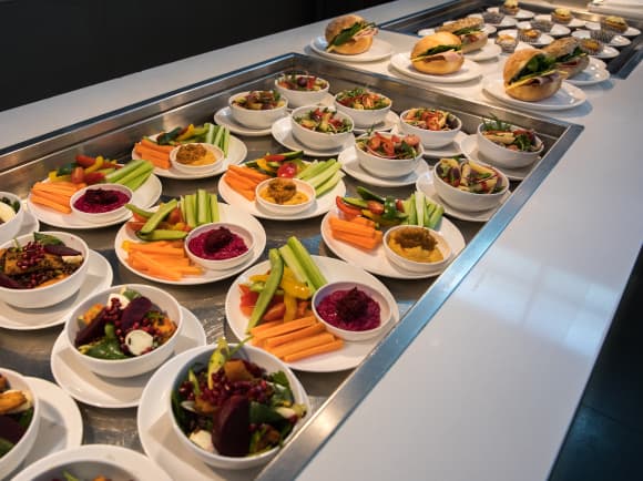 Plated dishes will be offered at hosted "all-day snacking stations"