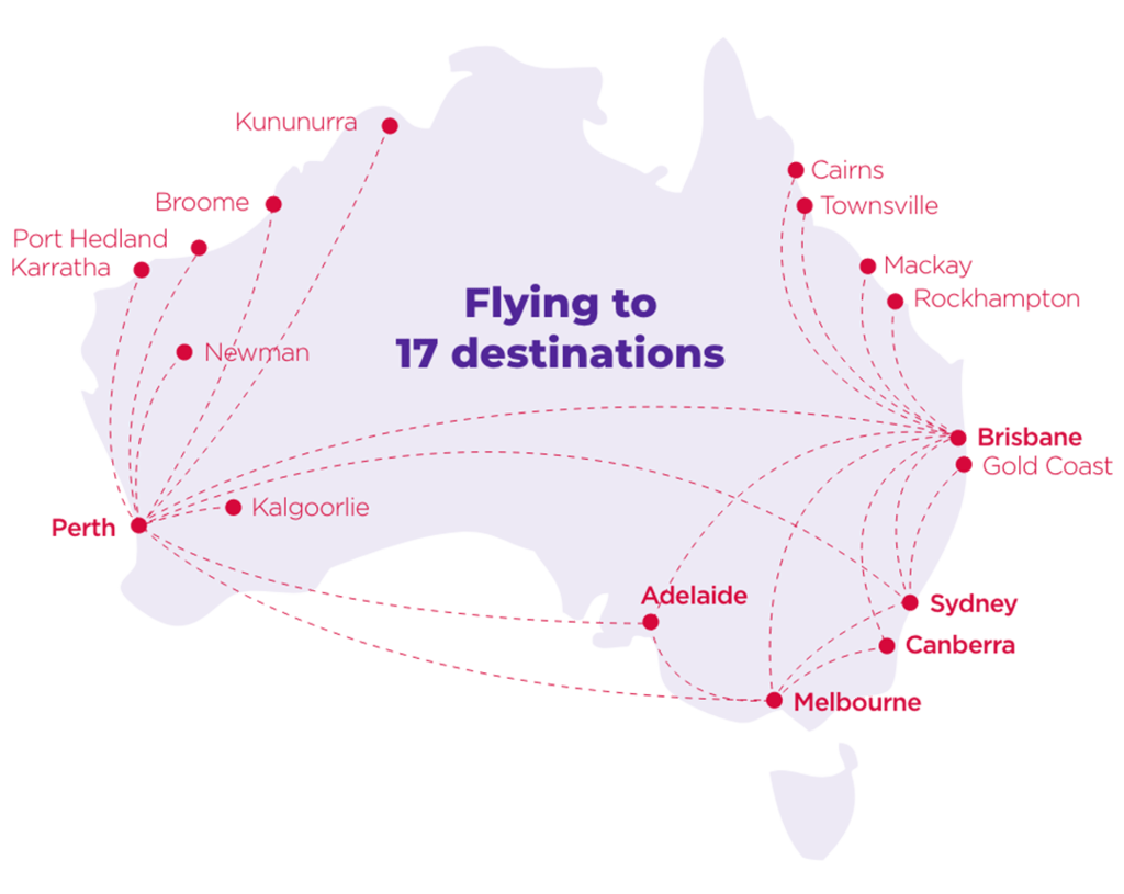Virgin Australia's domestic network from July 2020