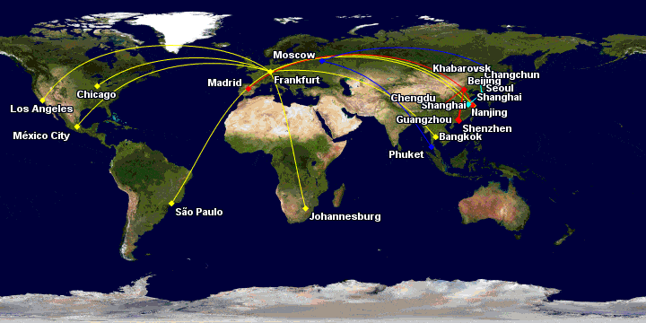 Boeing 747 routes operating during September 2020
