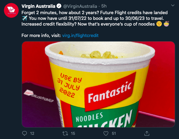 Virgin Australia's Twitter post