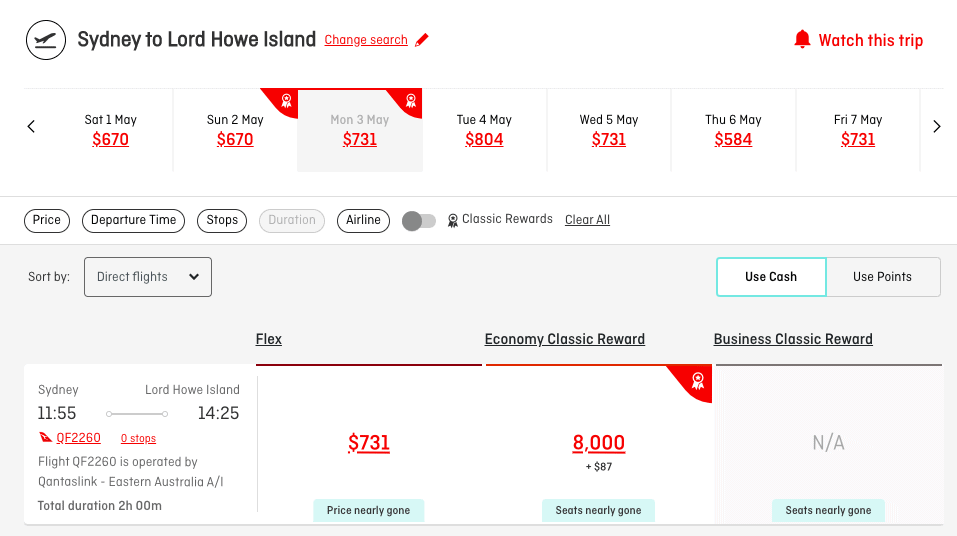 Flights to Lord Howe Island are expensive!