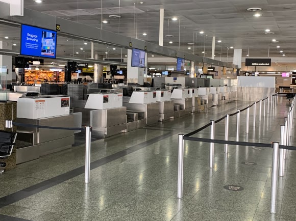 Melbourne Airport T2 check-in counters in December 2020