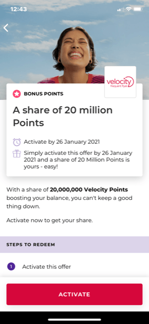 Download the Velocity App to win a share of 20 million points