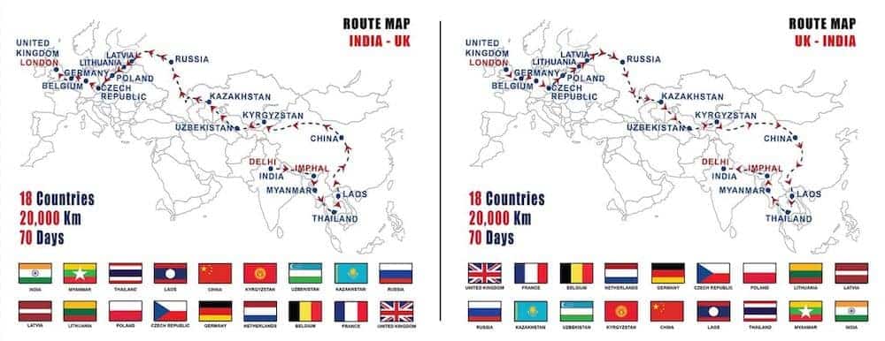 Bus to London route map. Image: Adventures Overland.