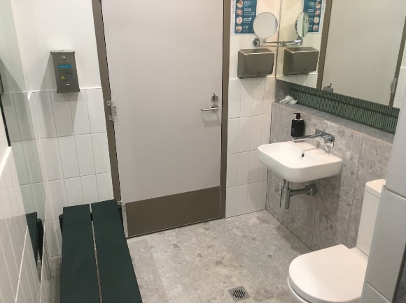 Brand new shower suite at the new Virgin Australia lounge in Adelaide