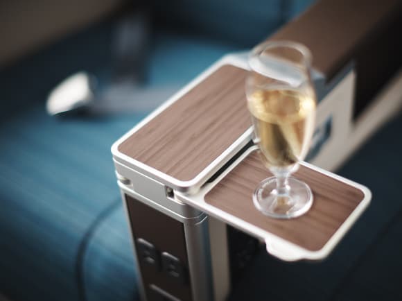Champagne in Cathay Pacific A350 Premium Economy