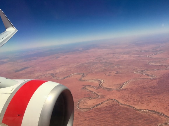 outback approaching Alice Springs Virgin 737