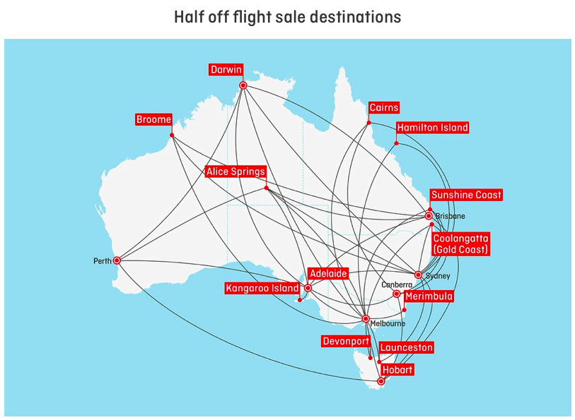 Qantas half-off flight sale destinations