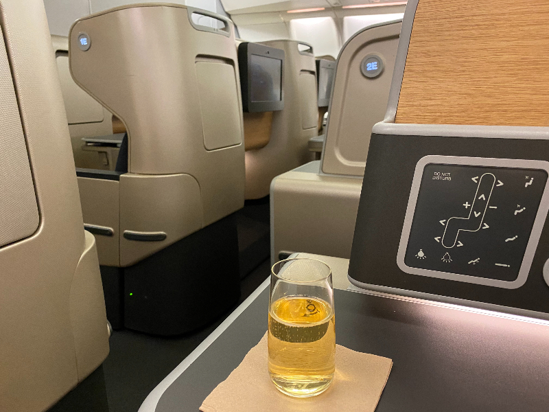 A330 pre-departure champagne