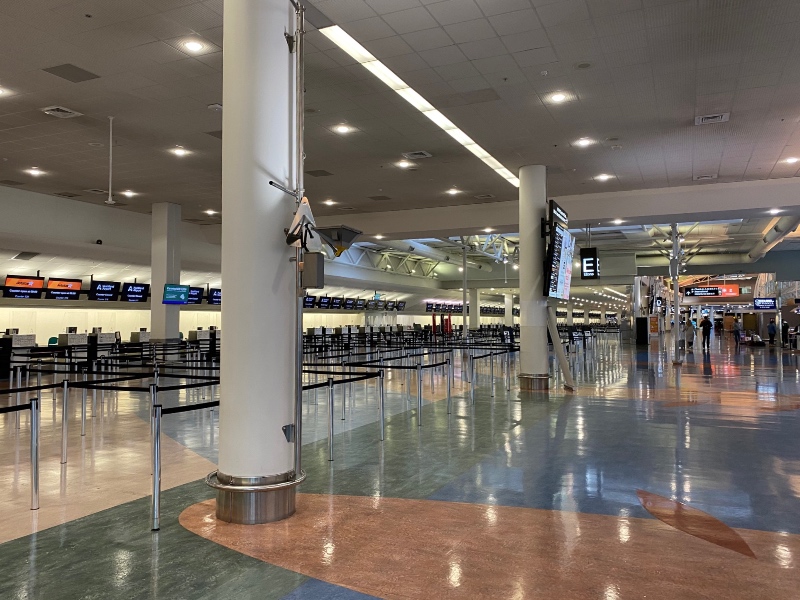 Auckland Airport international check-in area on 27 June 2021