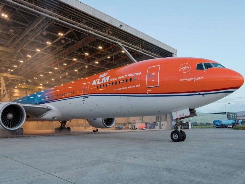 KLM 777 in orange livery