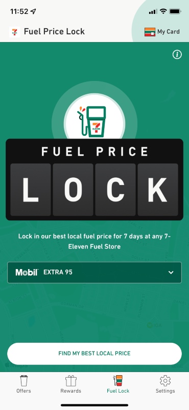 Set a Fuel Price Lock in the My 7 Eleven App