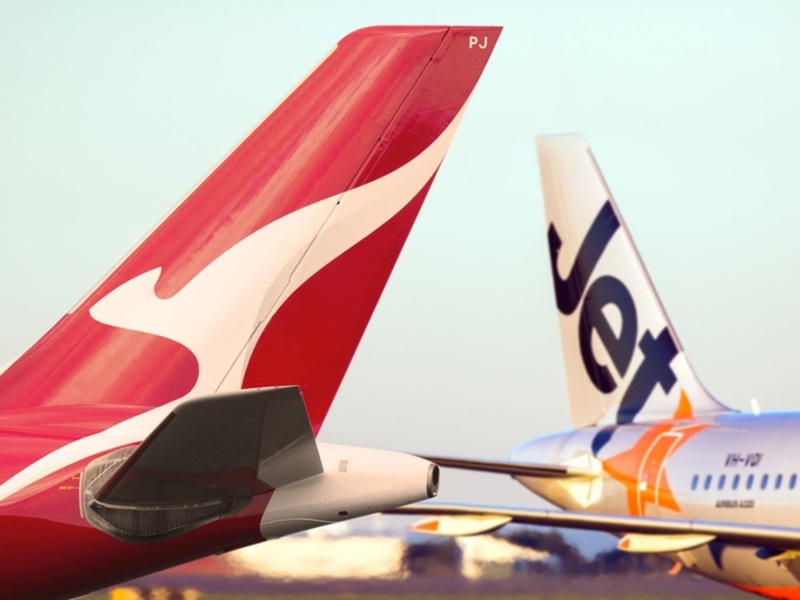 Qantas A330 and Jetstar A320 tails