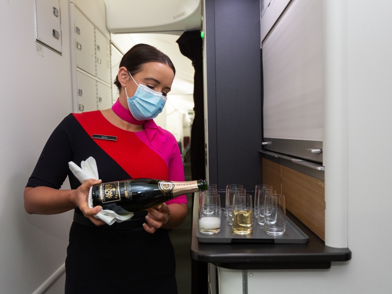 Qantas business pre-departure champagne tray