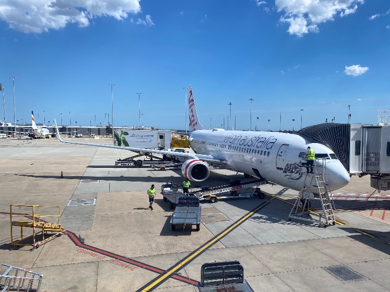 Virgin Australia Boeing 737-800 at the gate in Melbourne