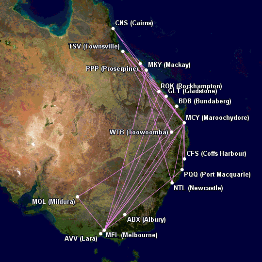 Bonza's launch routes