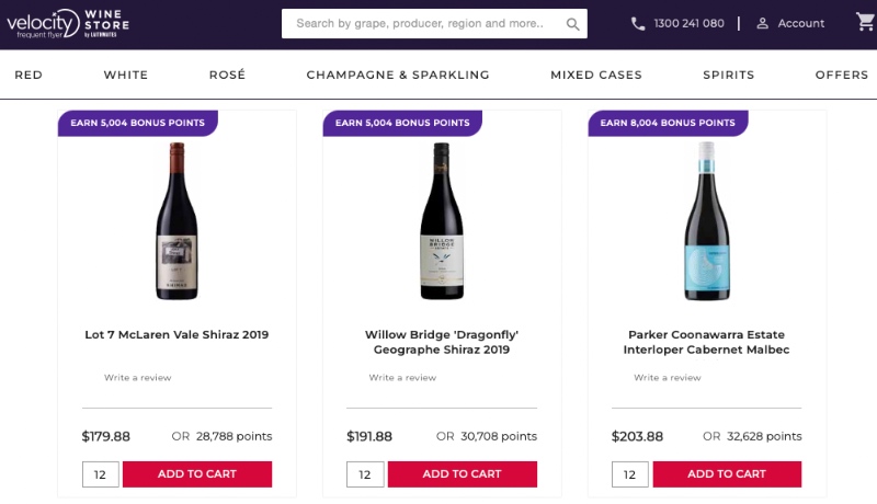 An example of Velocity Wine Store offers