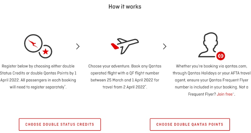 Choose your preferred reward on the Qantas website