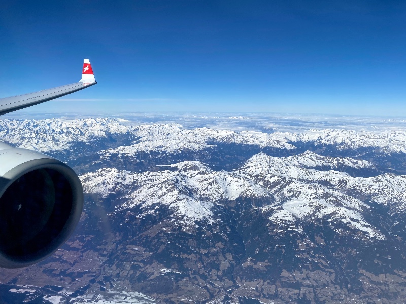 View of the Austrian Alps en-route from Zurich to Ljubljana