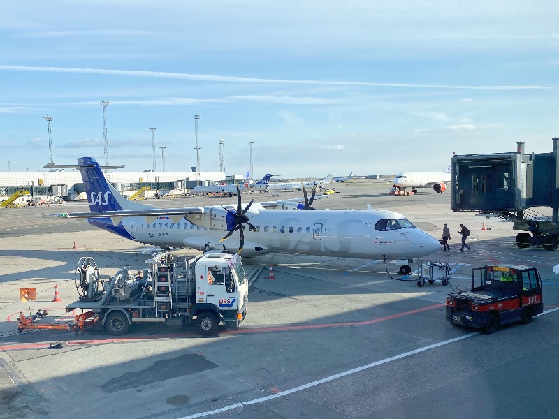 A Scandinavian Airlines plane at Copenhagen Airport