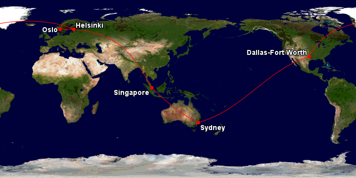 Example of a Finnair RTW itinerary