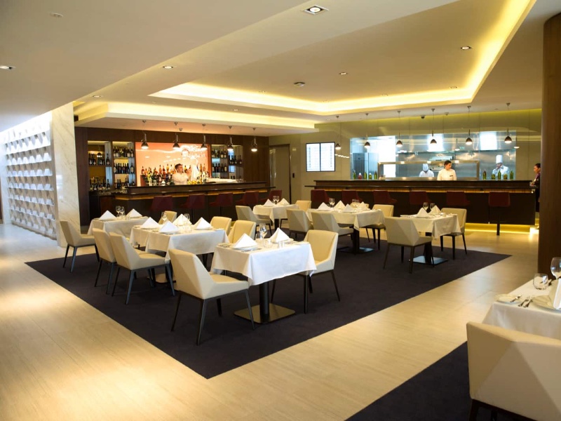 Dining room in the Etihad First Lounge, Abu Dhabi