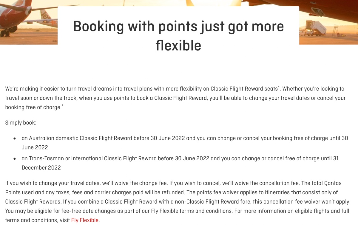 Qantas Flexible Classic Rewards page as of 5 May 2022