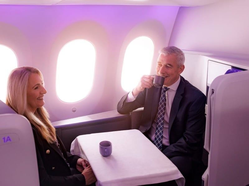 Air NZ CEO Greg Foran and Chief Customer and Sales Officer Leanne Geraghty in the new Business Premier Suite.