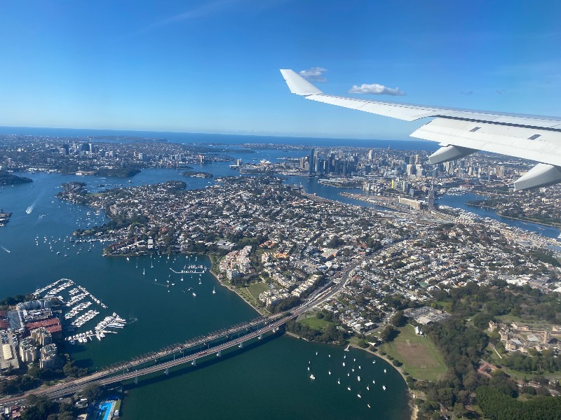 Sydney harbour view from the air