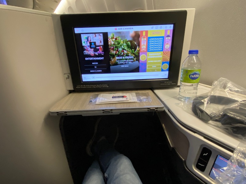 Air Canada Business Class legroom and IFE