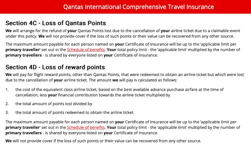 Sections 4C and 4D of the Qantas Travel Insurance PDS
