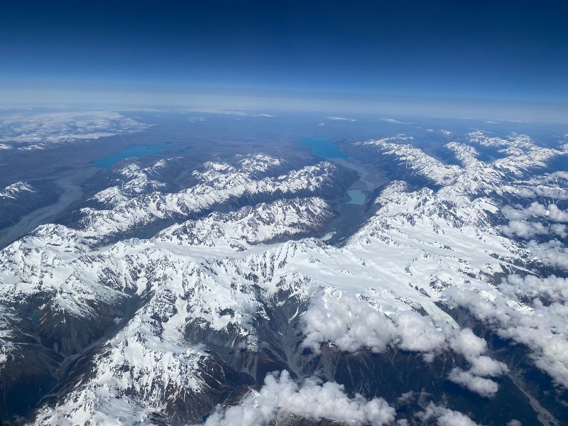 Scenic view flying over the New Zealand south island