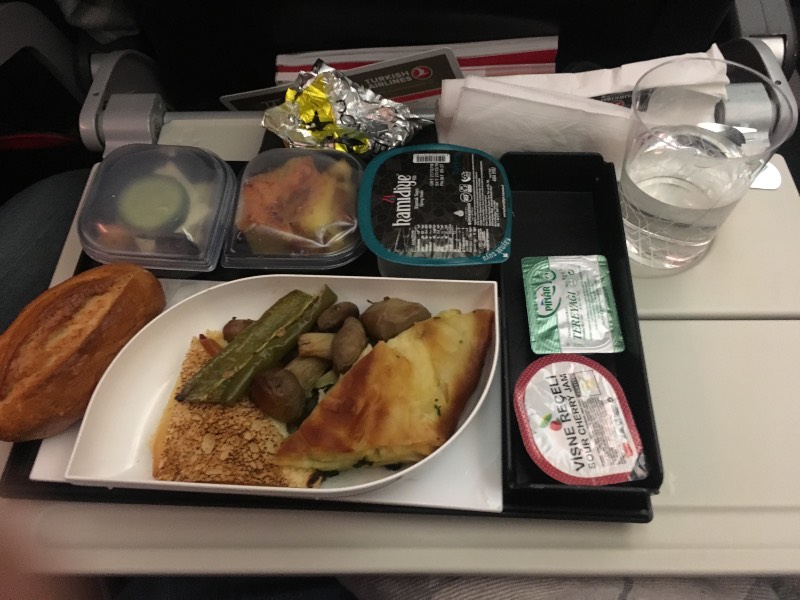 Breakfast in Turkish Airlines Economy Class from Bishkek to Istanbul