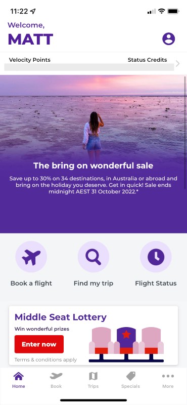 Enter the competition within 48 hours after flying in the Virgin Australia App