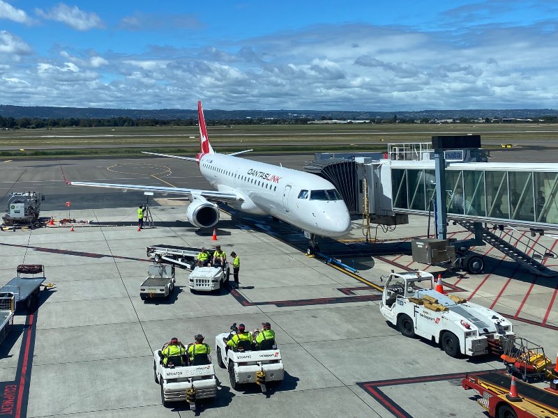 Embraer E190 in QantasLink colours at Adelaide Airport