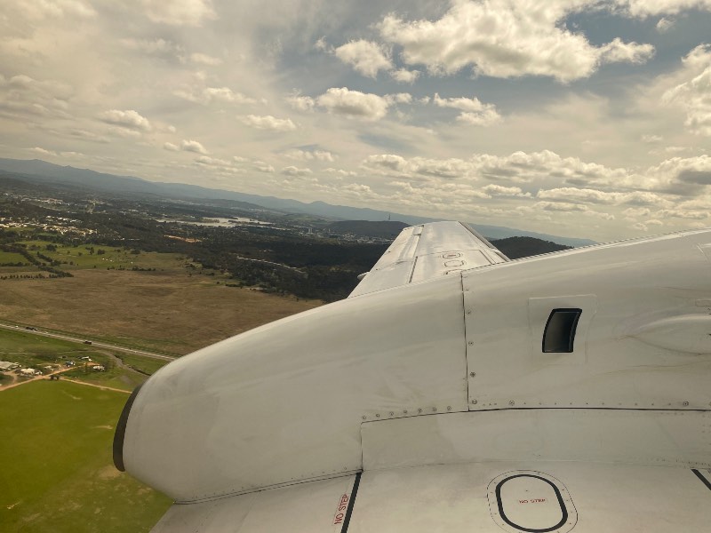 Taking off from Canberra on a Link Airways Saab 340